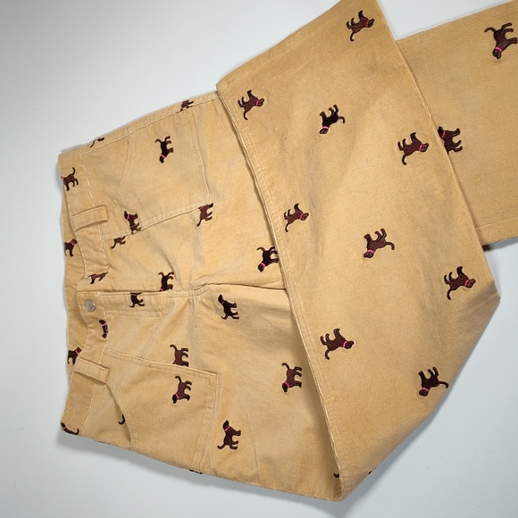 Lilly Pulitzer girls tan corduroy pants with chocolate lab puppy dogs 12 - Picture 1 of 9